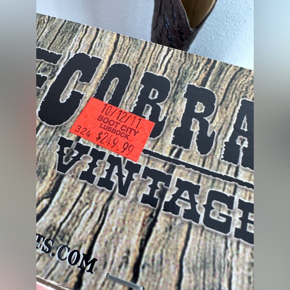 Corral chocolate black vintage goat overlay pointed toe cowgirl boots size 8M - Picture 6 of 8